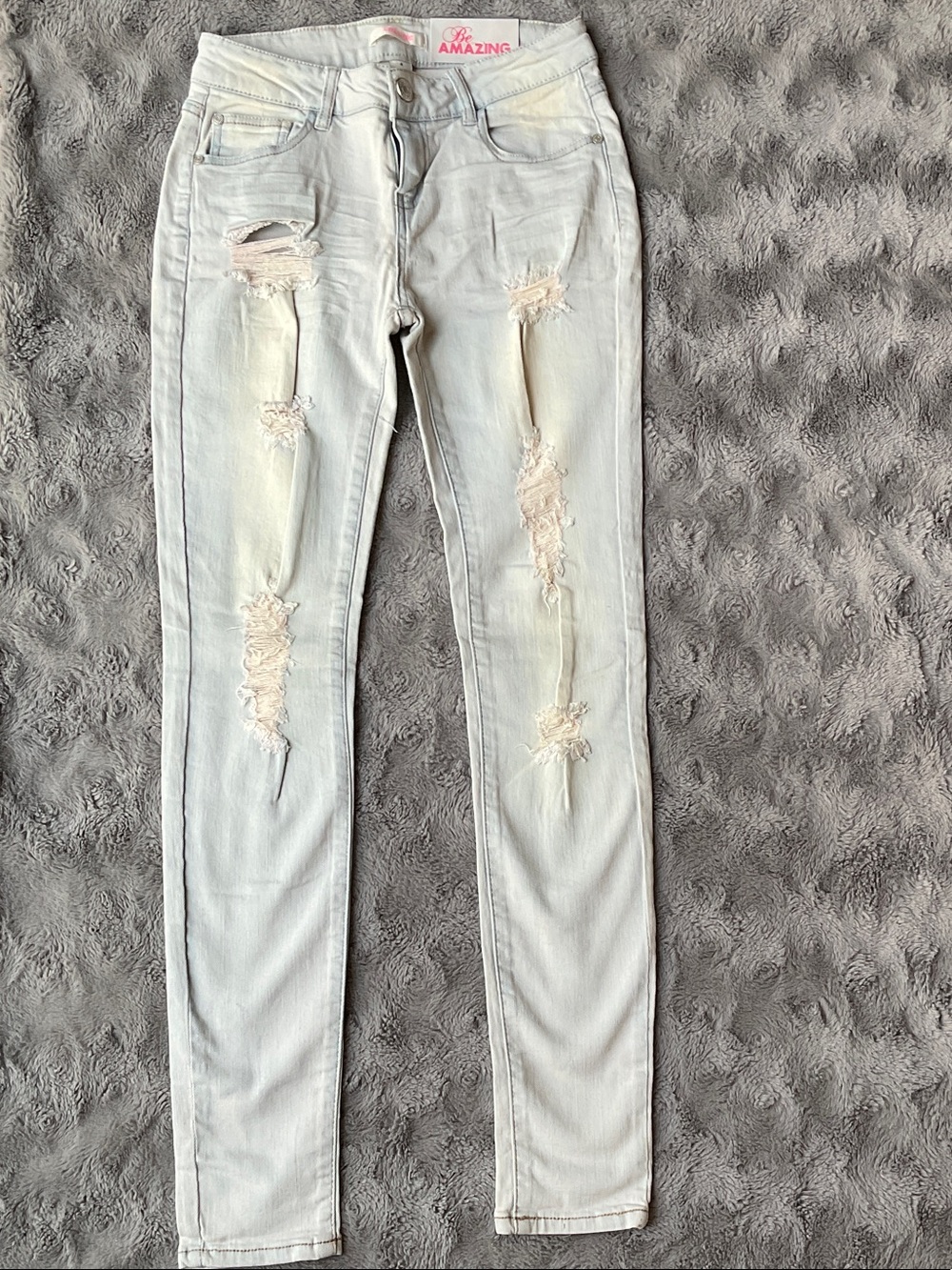 refuge Light Wash Distressed Straight Leg Jeans